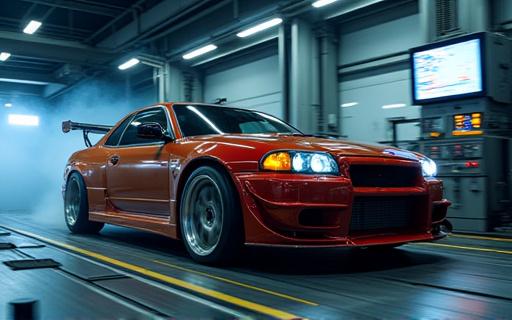 एक कार परफॉर्मेंस के लिए डायनो पर