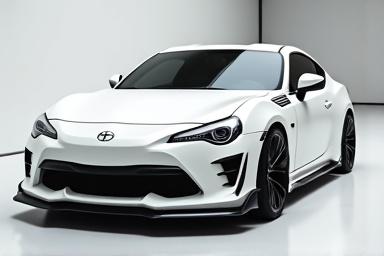 कस्टम बॉडी किट वाली एक सफेद कार